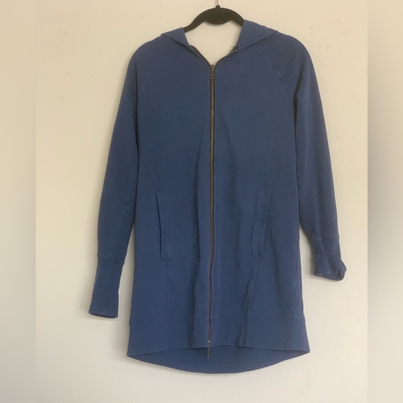 Life is good zip jacket hoodie blue oversized Size S - Picture 9 of 10